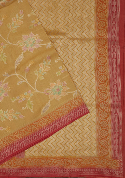 Yellow Zariwork Pure Silk Saree-Koskii