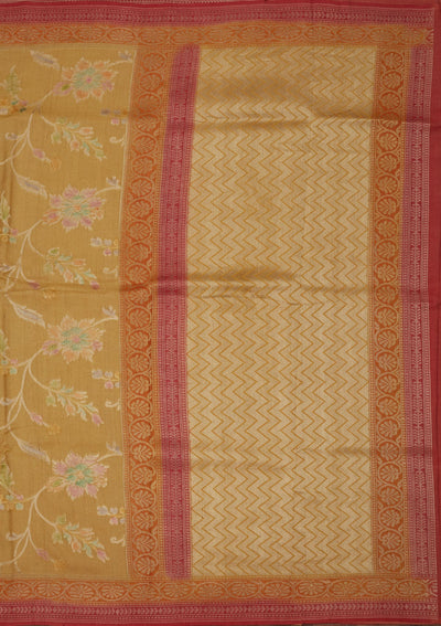 Yellow Zariwork Pure Silk Saree-Koskii