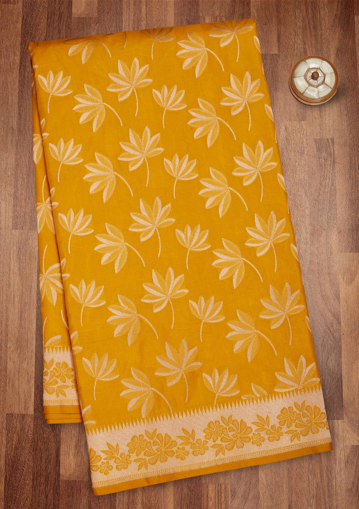 Yellow Zariwork Pure Silk Saree-Koskii