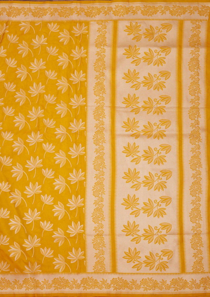 Yellow Zariwork Pure Silk Saree-Koskii
