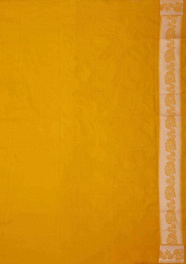Yellow Zariwork Pure Silk Saree-Koskii