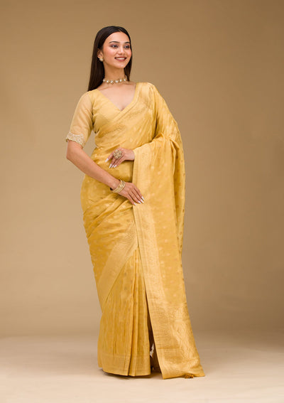 Yellow Zariwork Raw Silk Saree