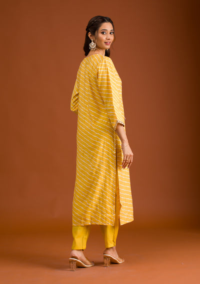 Yellow Zariwork Semi Crepe Readymade Salwar Suit