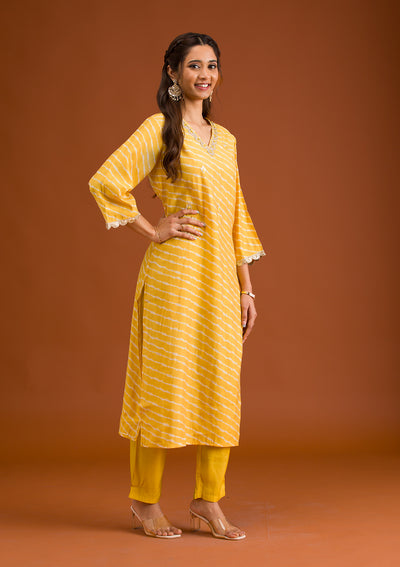 Yellow Zariwork Semi Crepe Readymade Salwar Suit