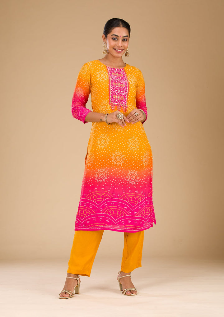 Yellow Zariwork Semi Crepe Readymade Salwar Suit
