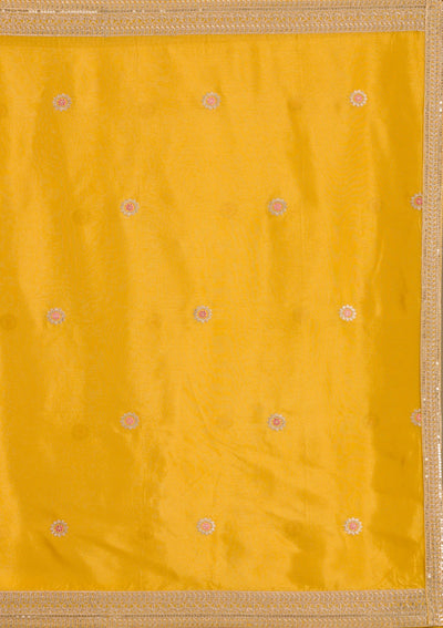 Yellow Zariwork Tissue Readymade Salwar Suit-Koskii