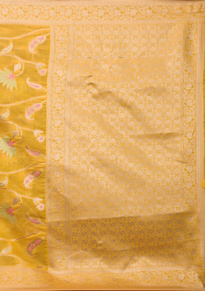 Yellow Zariwork Tissue Saree-Koskii