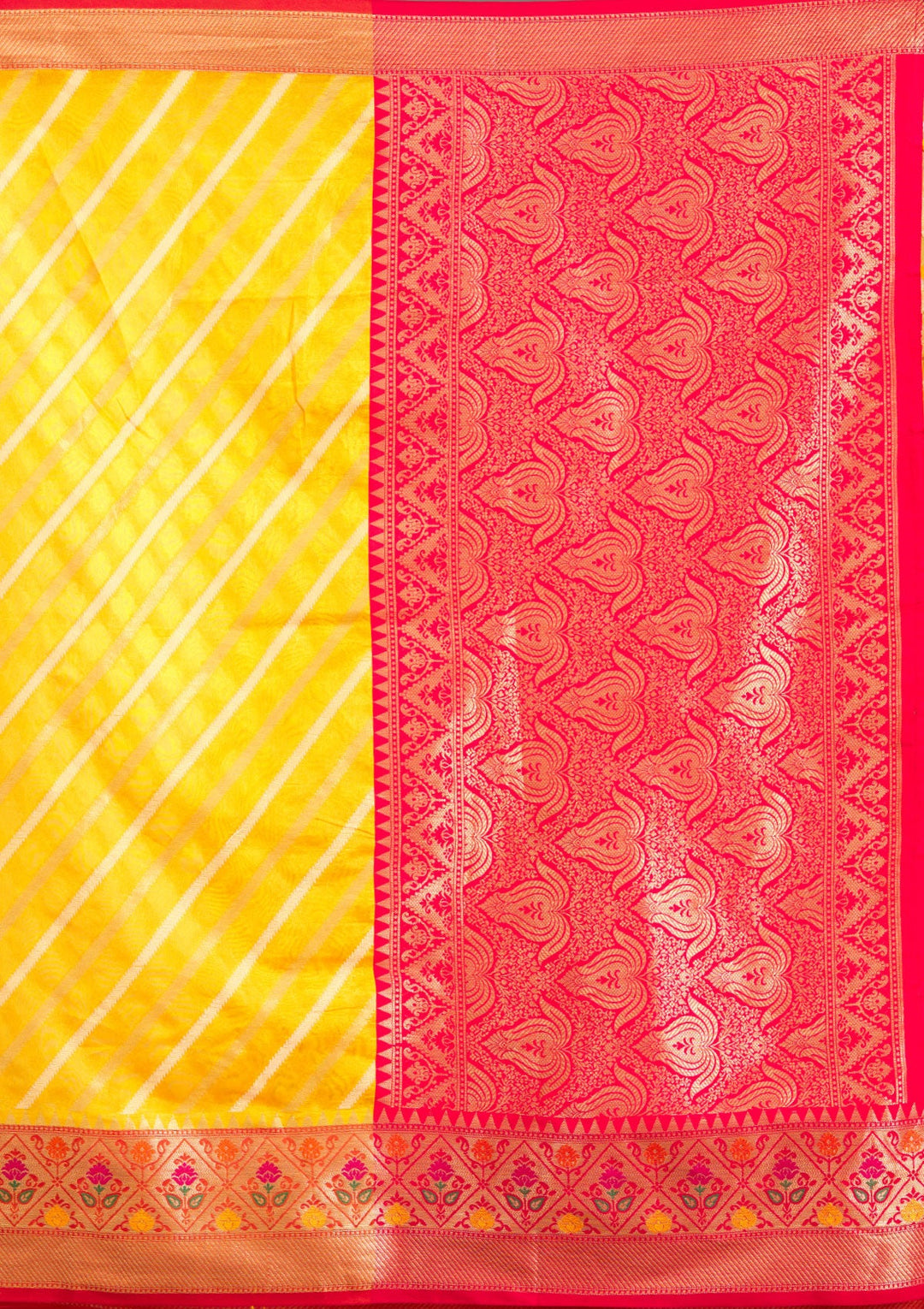 Yellow Zariwork Tissue Saree-Koskii