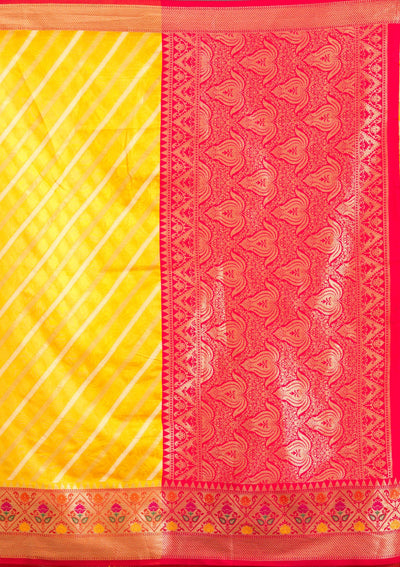 Yellow Zariwork Tissue Saree-Koskii