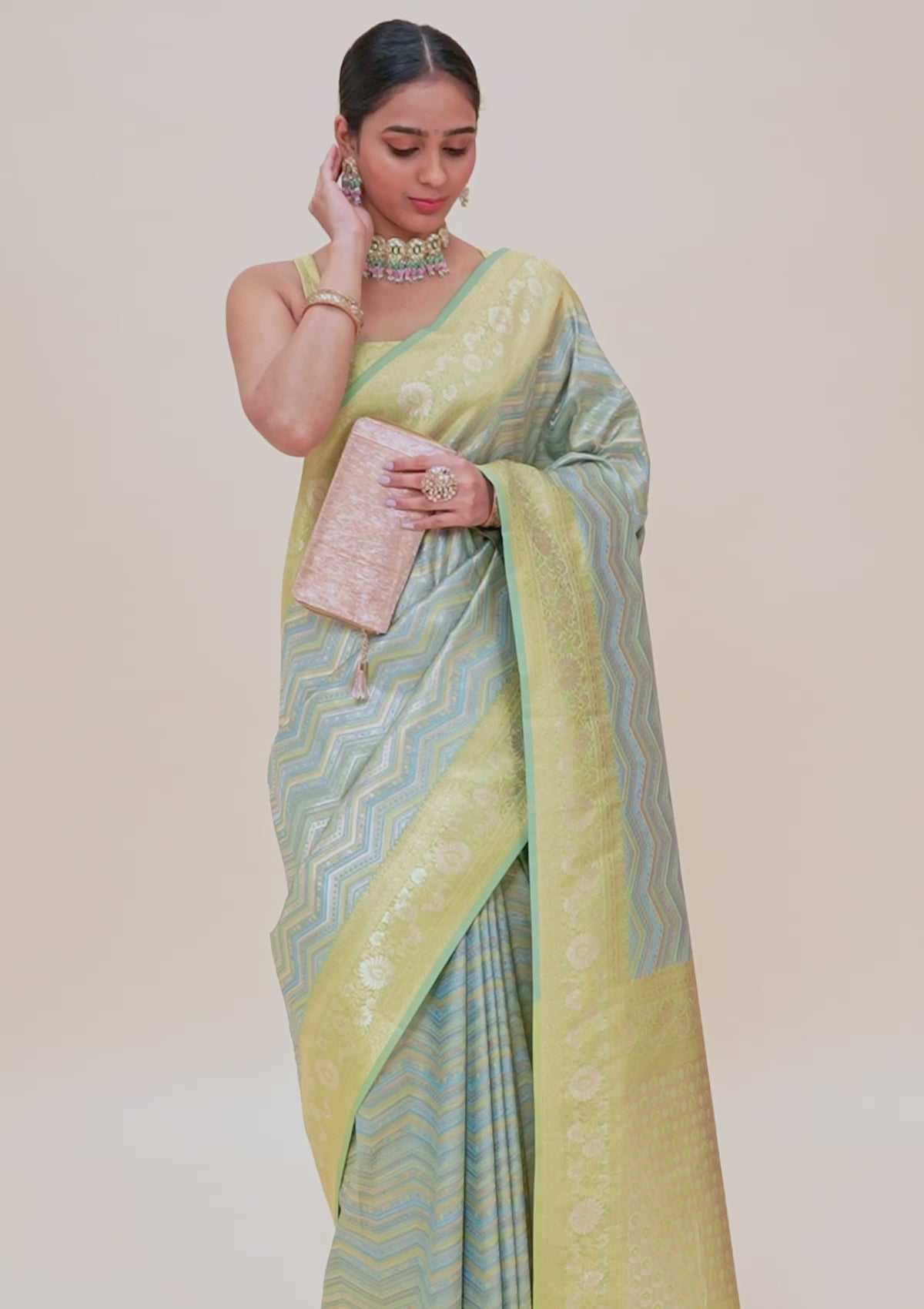 Turquoise Blue Zariwork Silk Saree