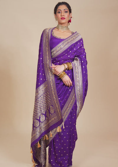 Purple Zariwork Banarasi Silk Saree