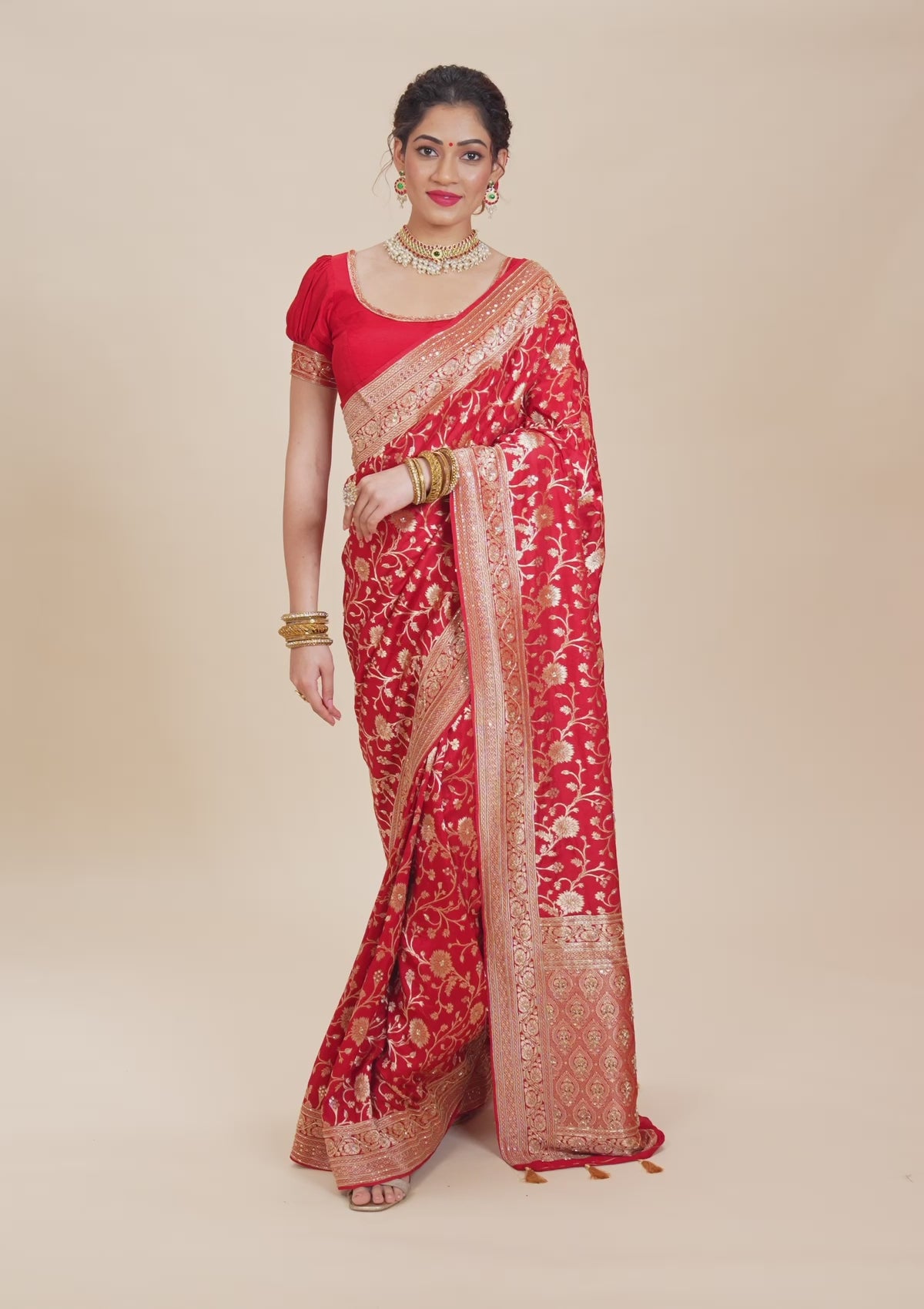 Red Zariwork Banarasi Silk Saree