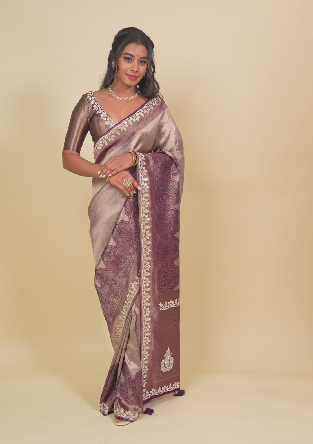 Lavender Stonework Soft Silk Saree