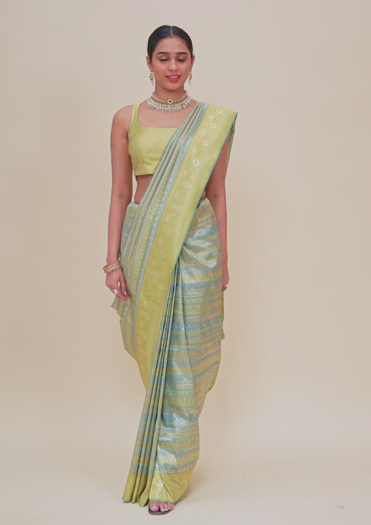 Turquoise Blue Zariwork Silk Saree