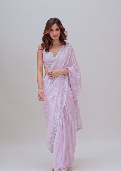 Lavender Stonework Georgette Saree