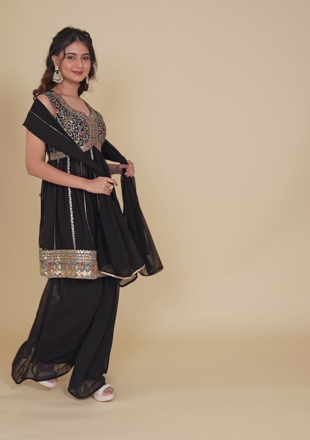 Black Zariwork Georgette Readymade Salwar Kameez
