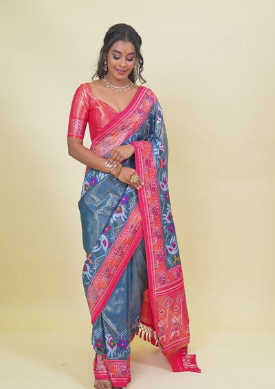 Turquoise Blue Zariwork Soft Silk Saree