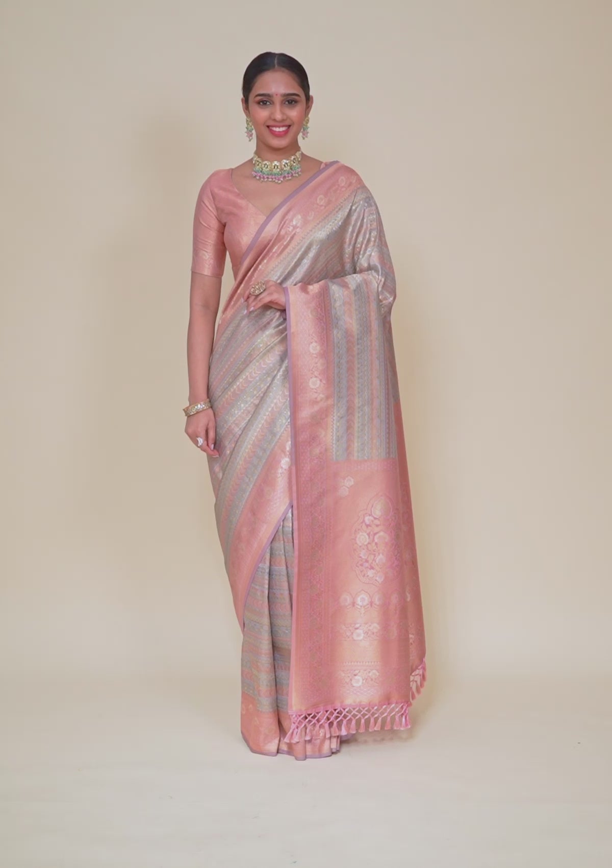 Pink Zariwork Silk Saree