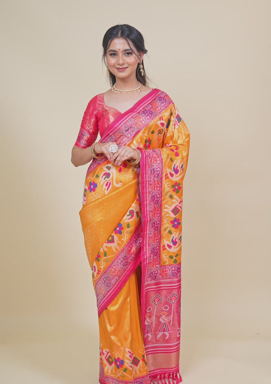 Mustard Zariwork Soft Silk Saree