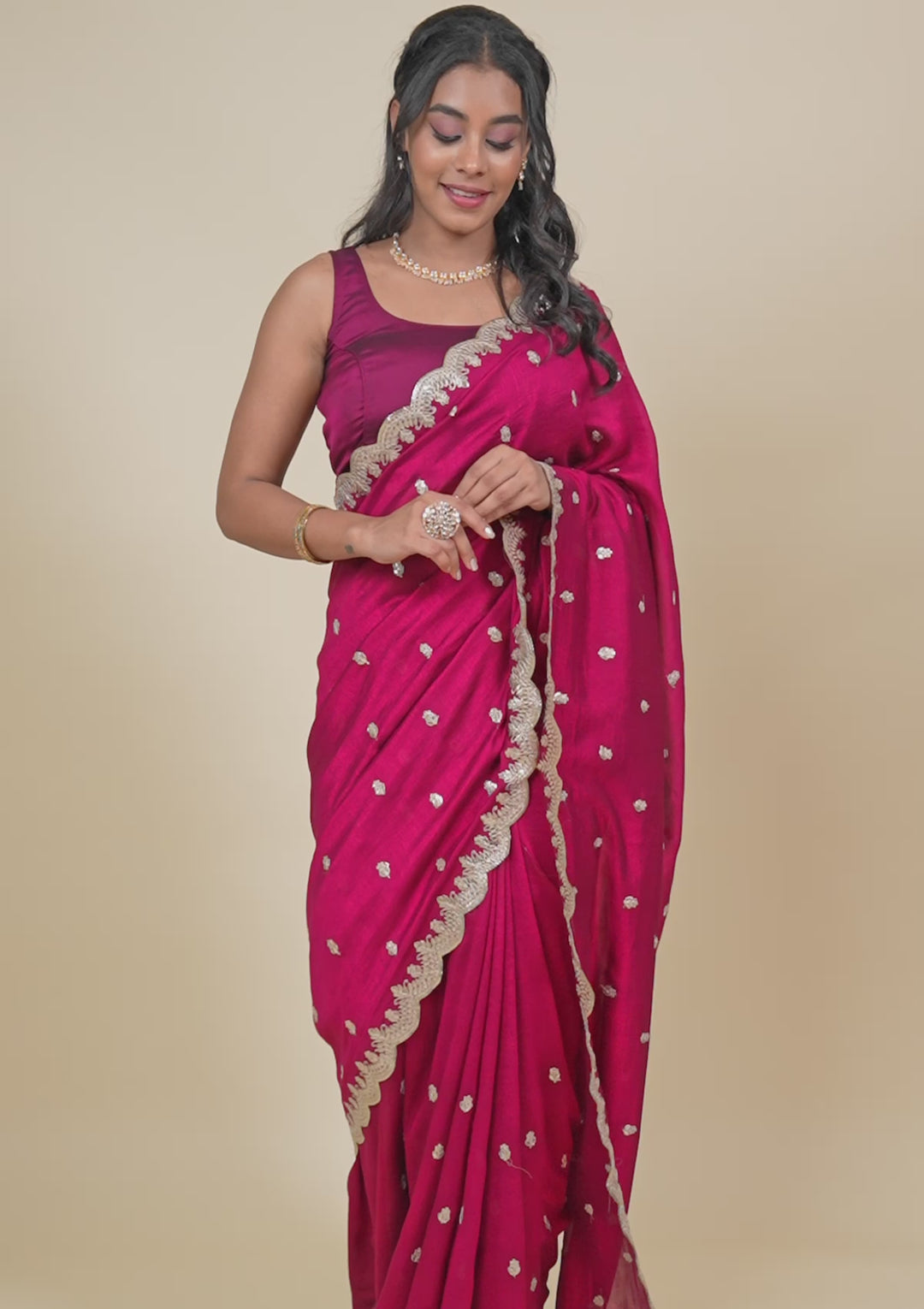 Wine Gotapatti Raw Silk Saree
