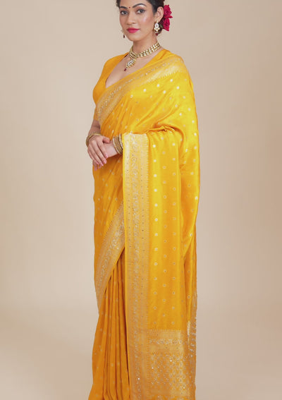 Mustard Zariwork Banarasi Silk Saree