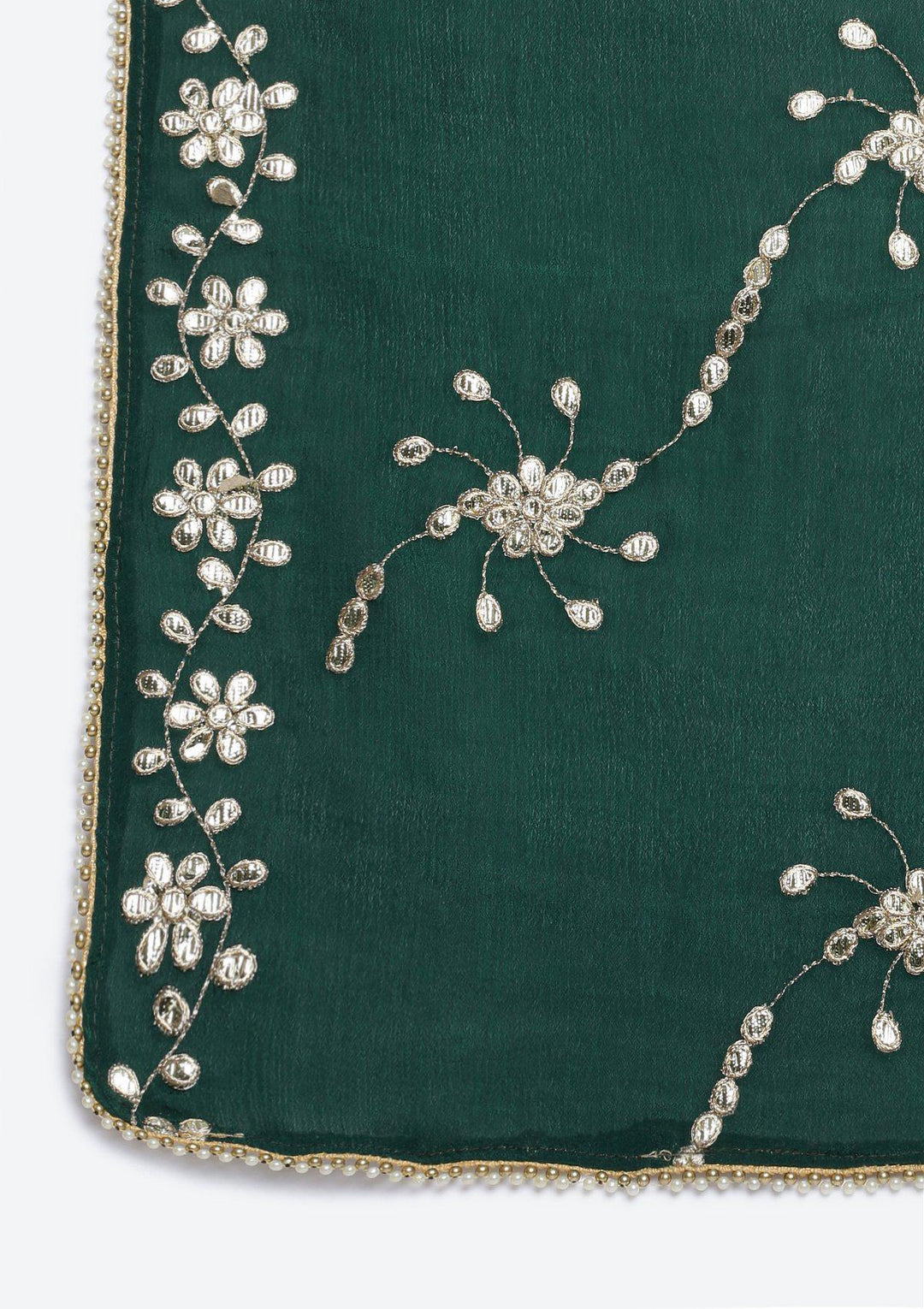 Bottle Green Gotapatti Semi Crepe Designer Salwar Suit-Koskii
