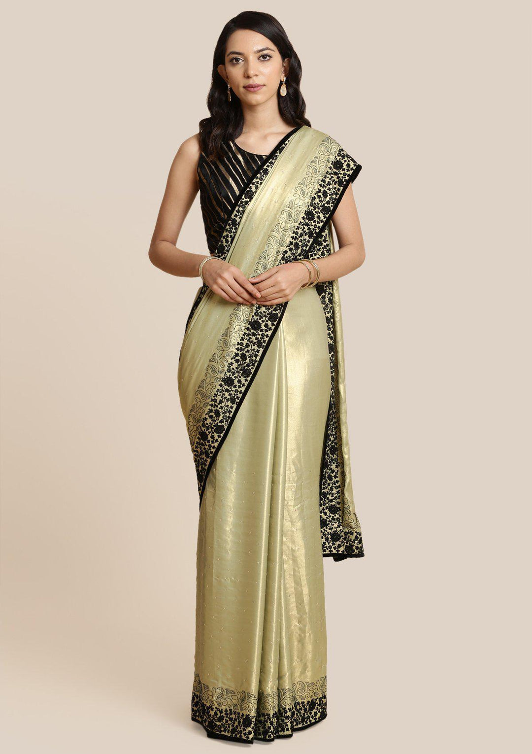 Pista Green Swarovski Shimmer Designer Saree-Koskii