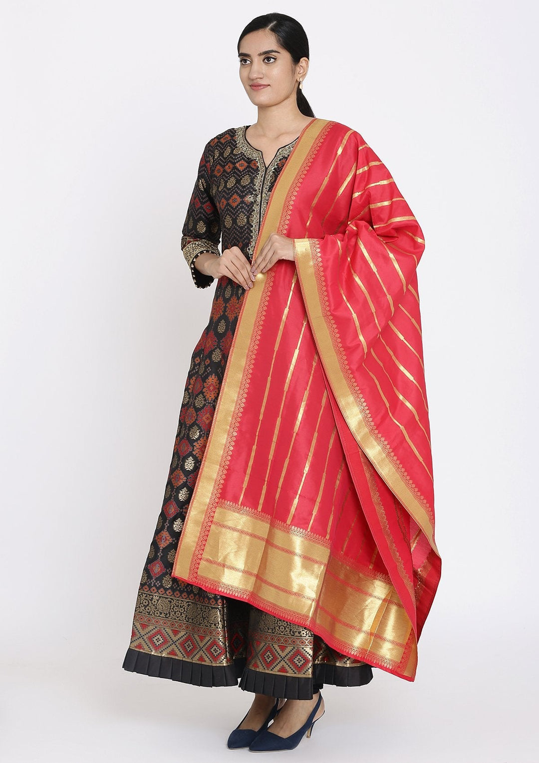 Black Zariwork Art Silk Designer Gown - koskii