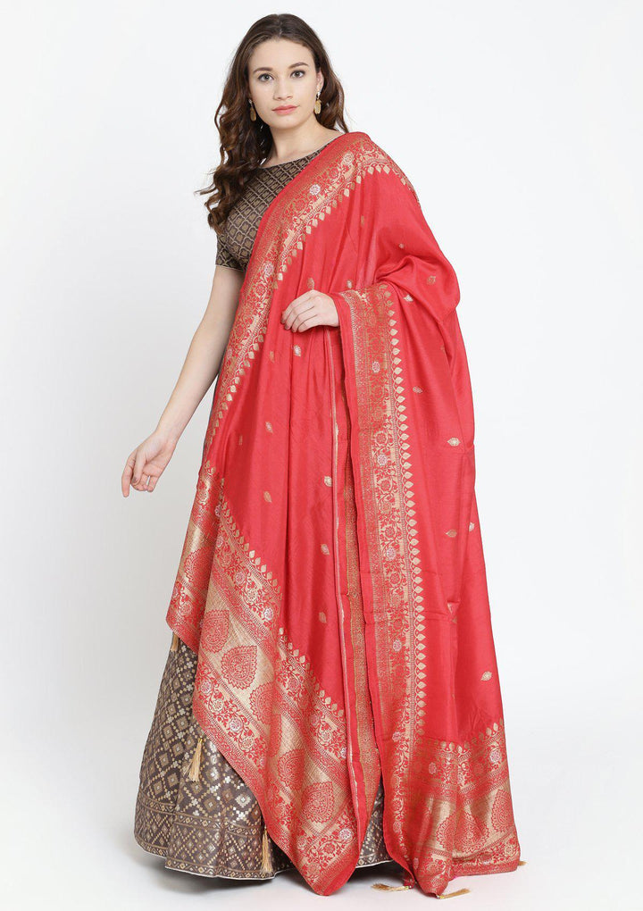 Dark Grey Zariwork Brocade Designer Lehenga-Koskii