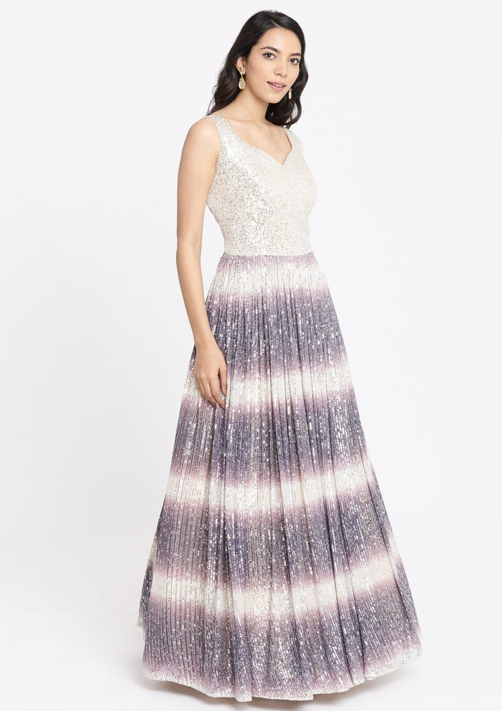 Purple Sequins Net Designer Gown-Koskii