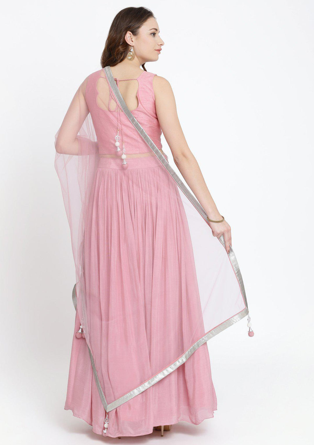 Pink Sequins Satin Designer Lehenga-Koskii