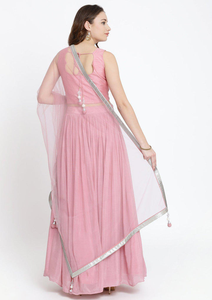 Pink Sequins Satin Designer Lehenga-Koskii