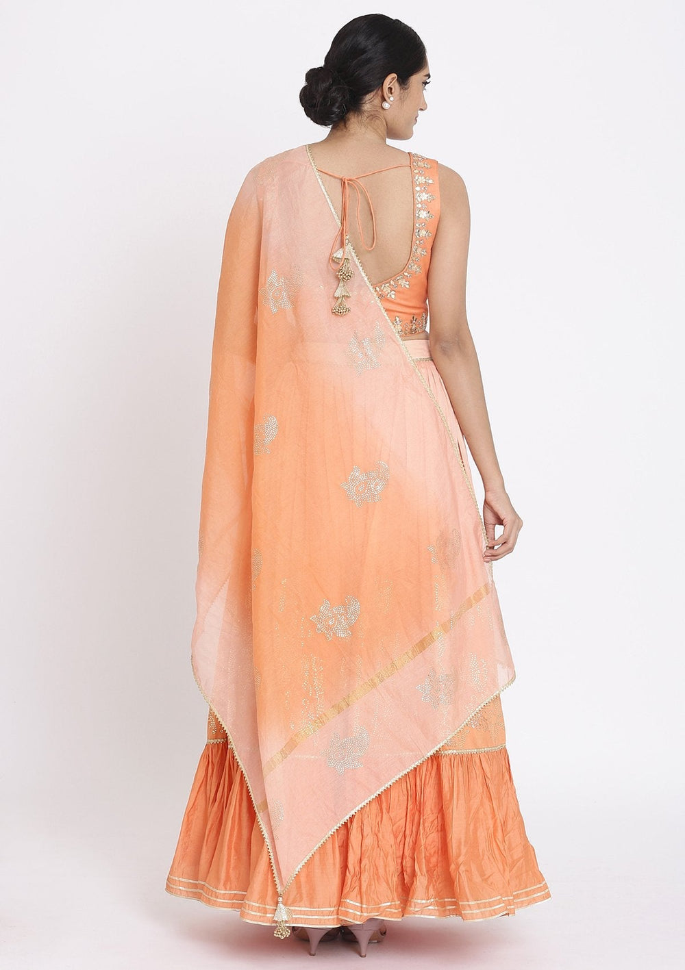 Orange And Pink Gotapatti Georgette Designer Lehenga - koskii