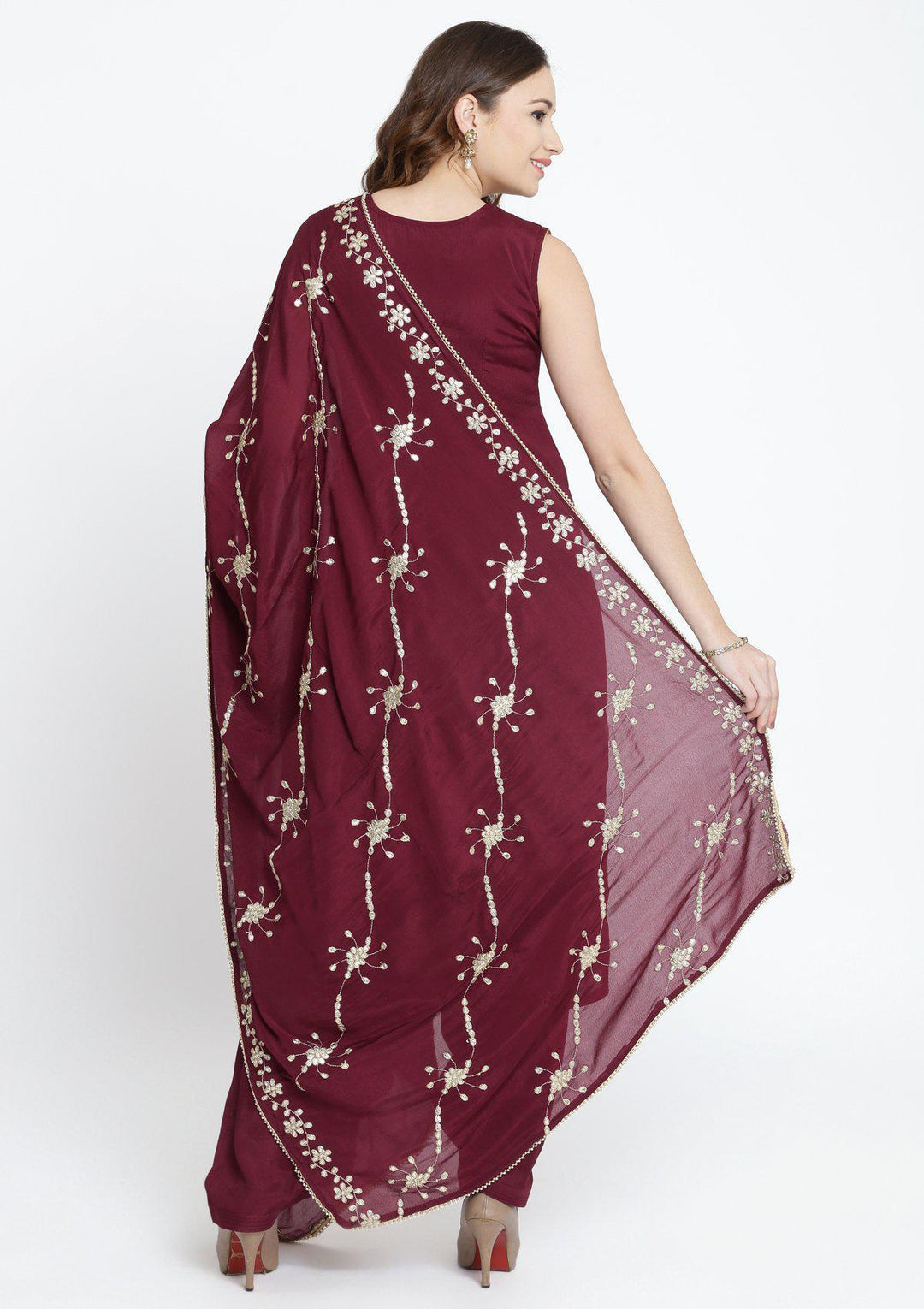 Maroon Gotapatti Semi Crepe Designer Salwar Suit-Koskii