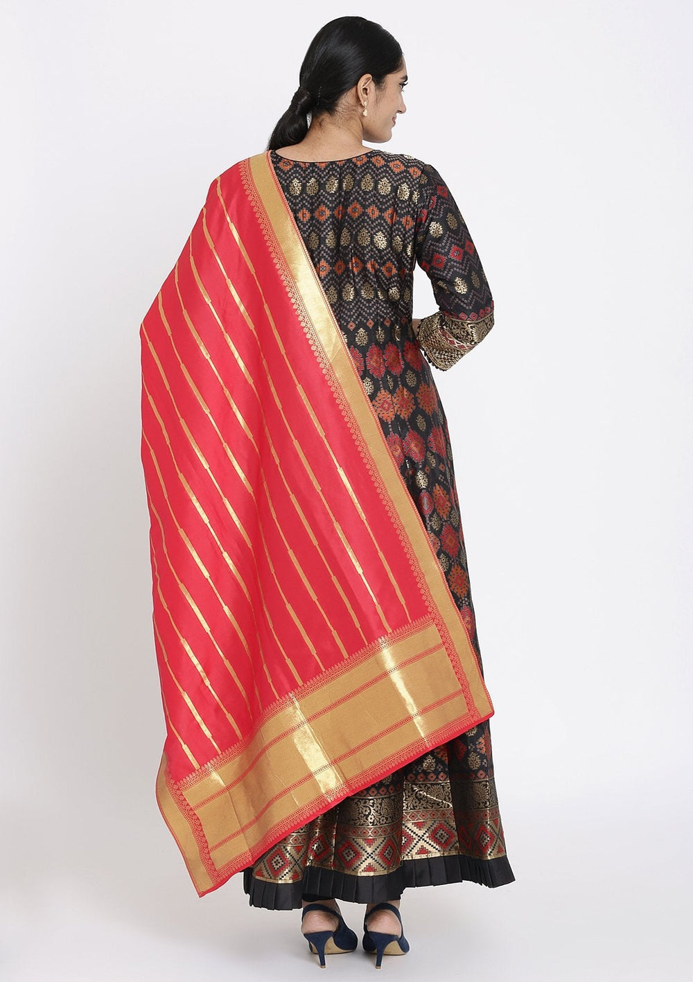 Black Zariwork Art Silk Designer Gown - koskii