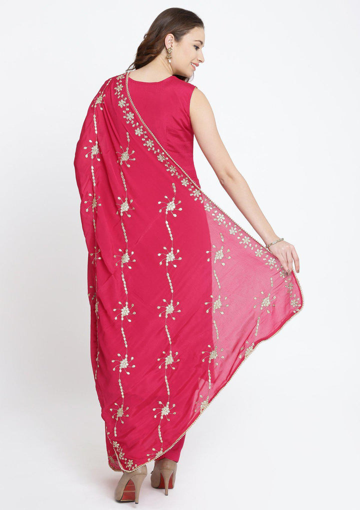 Fuschia Gotapatti Semi Crepe Designer Salwar Suit-Koskii