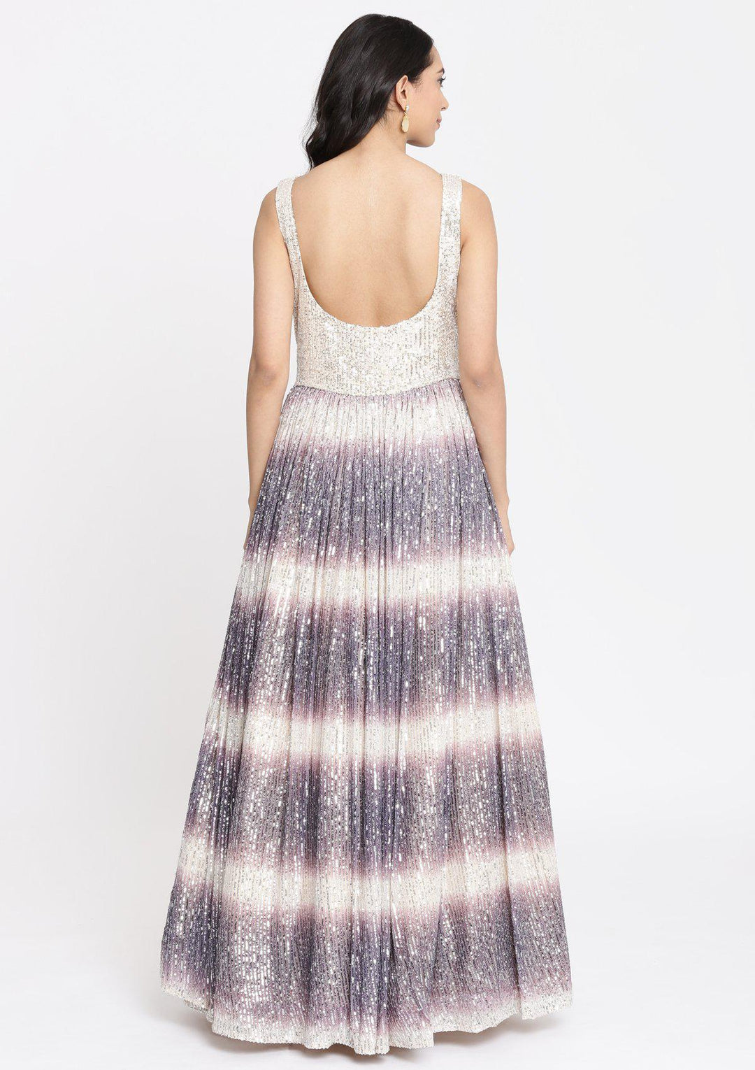 Purple Sequins Net Designer Gown-Koskii