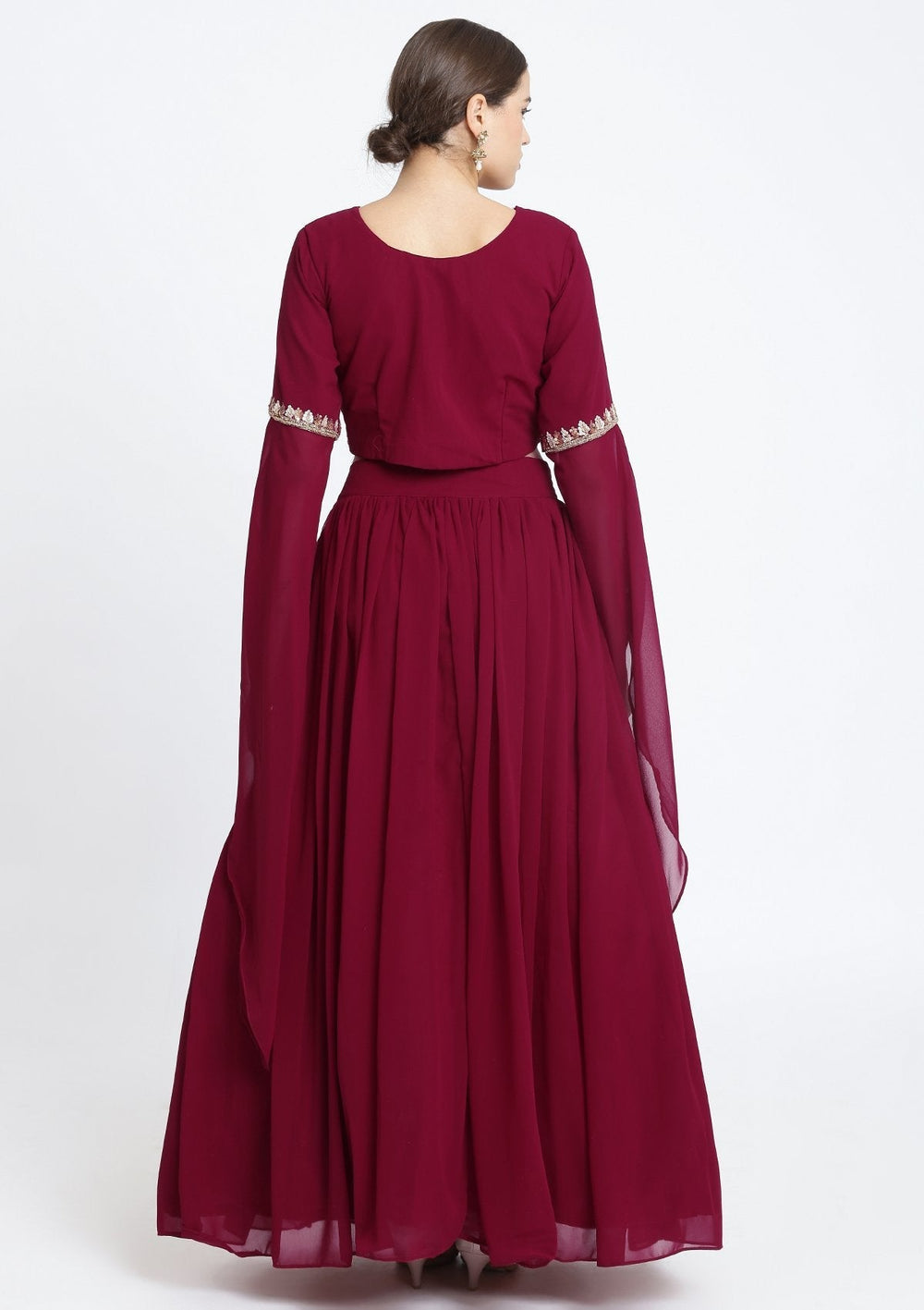 Maroon Sequins Georgette Designer Lehenga-Koskii