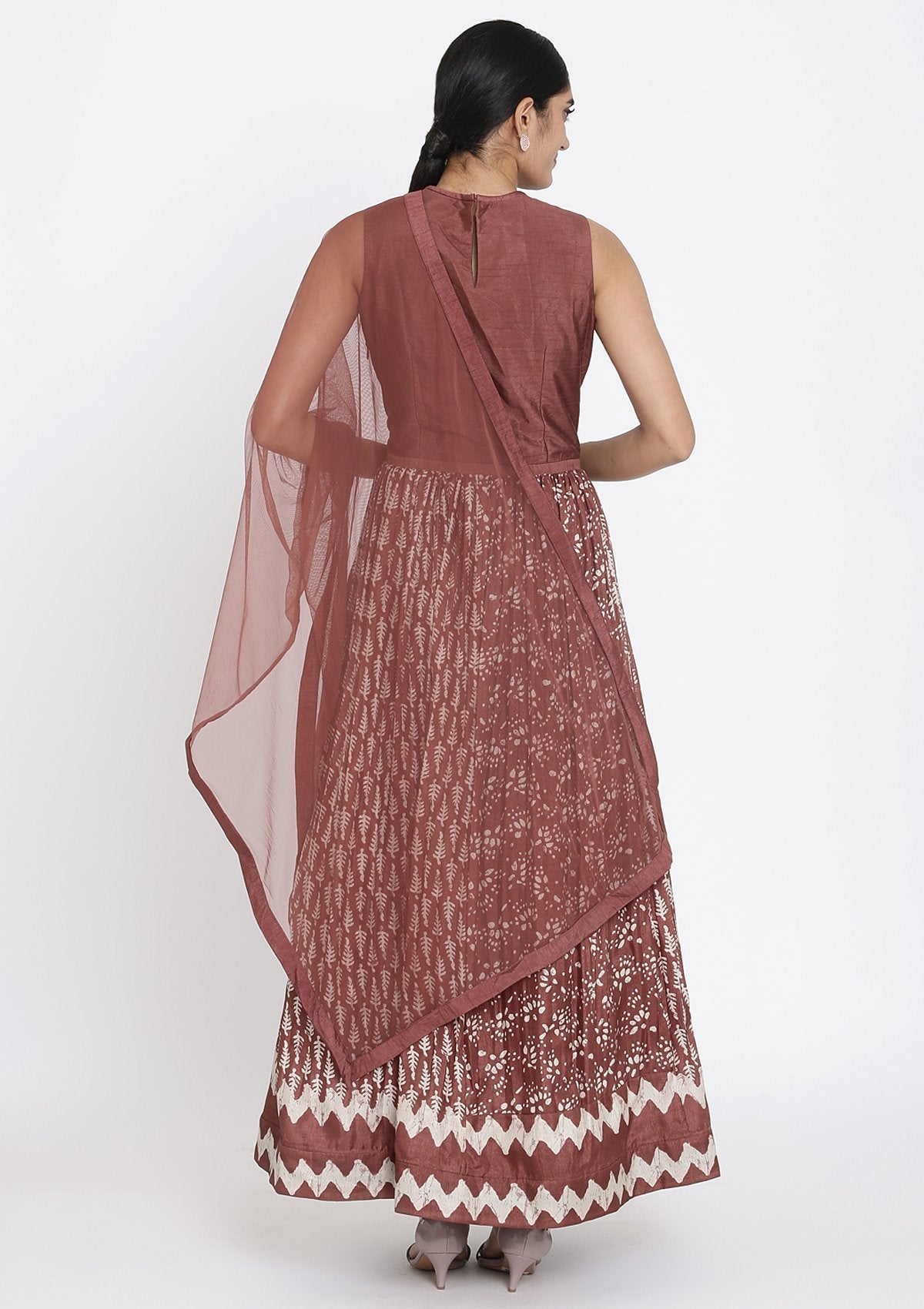 Mauve Printed Art Silk Designer Gown - koskii