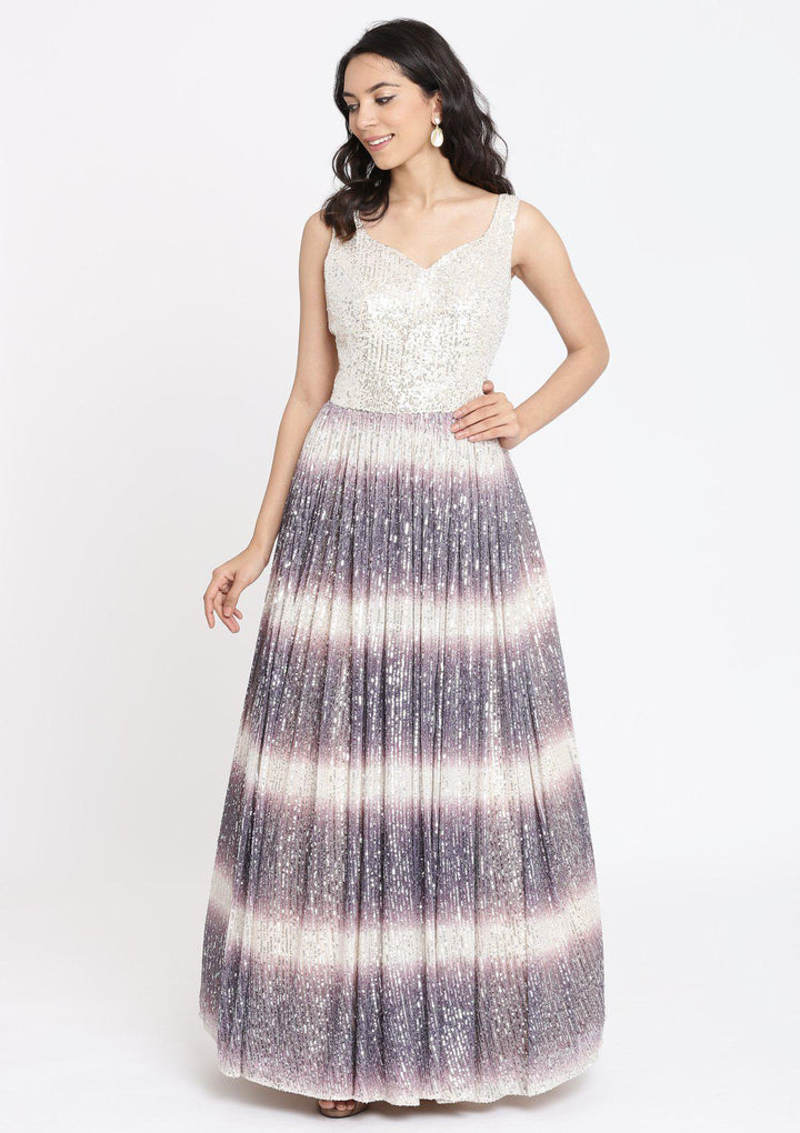 Purple Sequins Net Designer Gown-Koskii