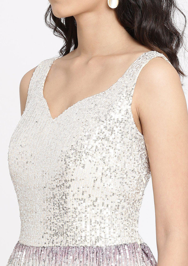 Purple Sequins Net Designer Gown-Koskii