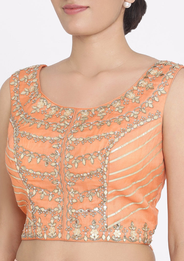 Orange And Pink Gotapatti Georgette Designer Lehenga - koskii