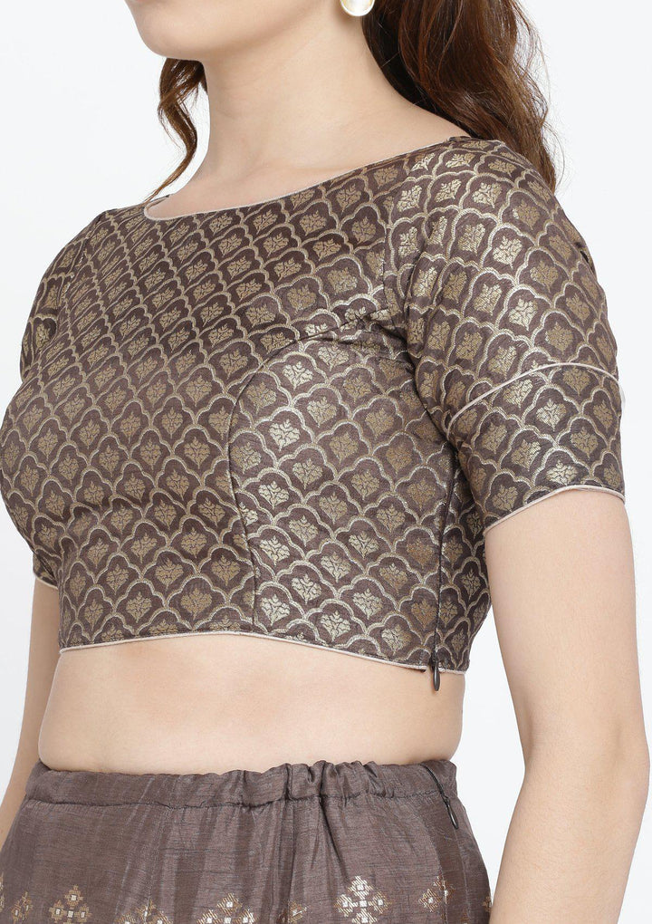 Dark Grey Zariwork Brocade Designer Lehenga-Koskii