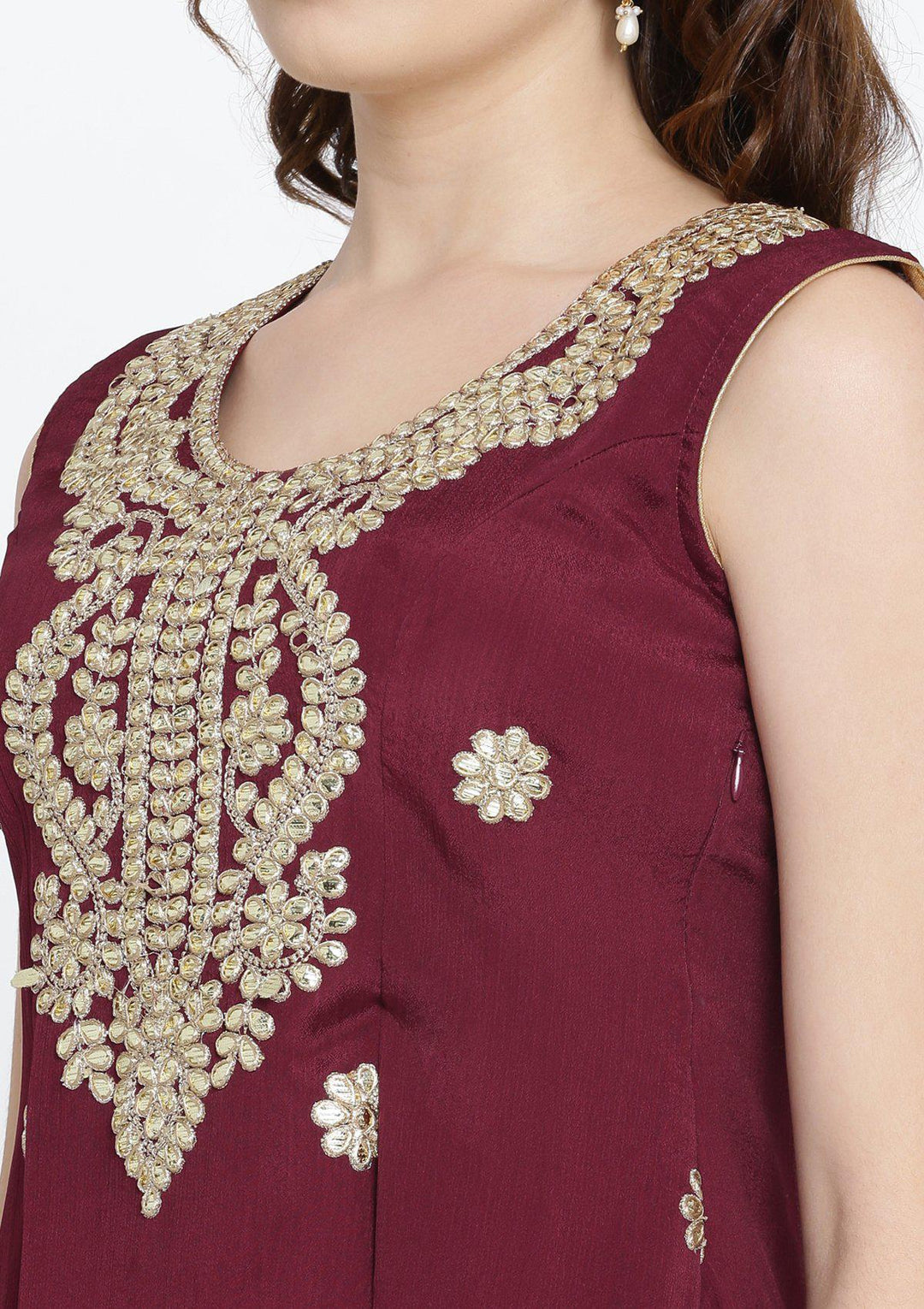 Maroon Gotapatti Semi Crepe Designer Salwar Suit-Koskii
