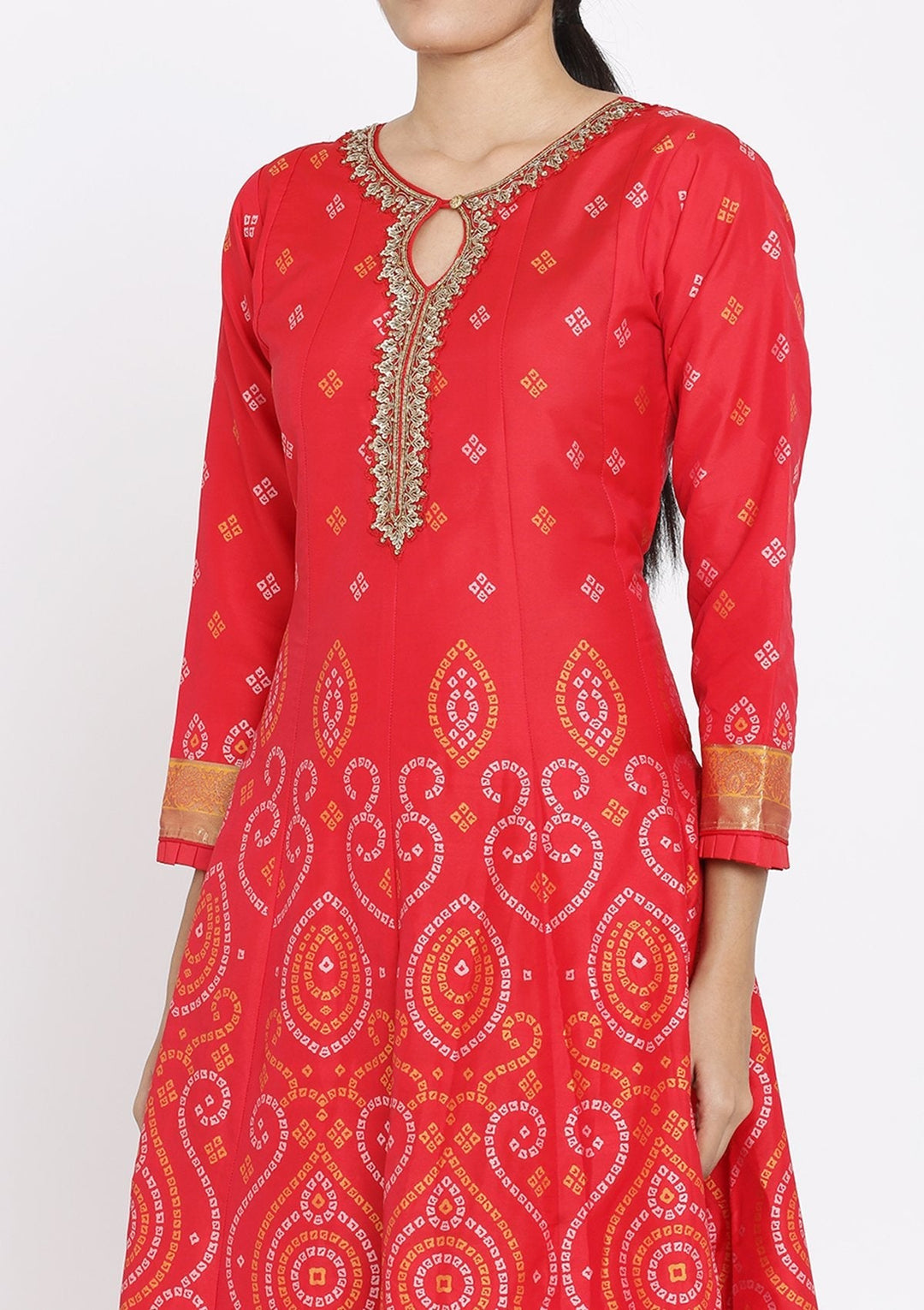 Red Sequins Art Silk Designer Gown - koskii