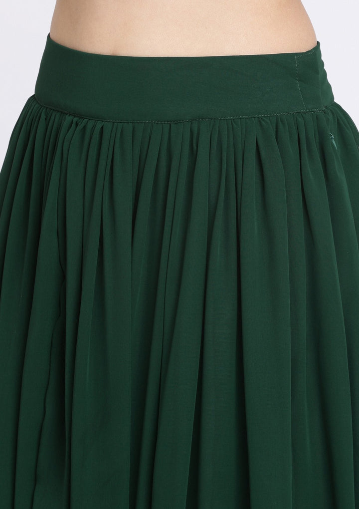 Bottle Green Sequins Georgette Designer Lehenga-Koskii