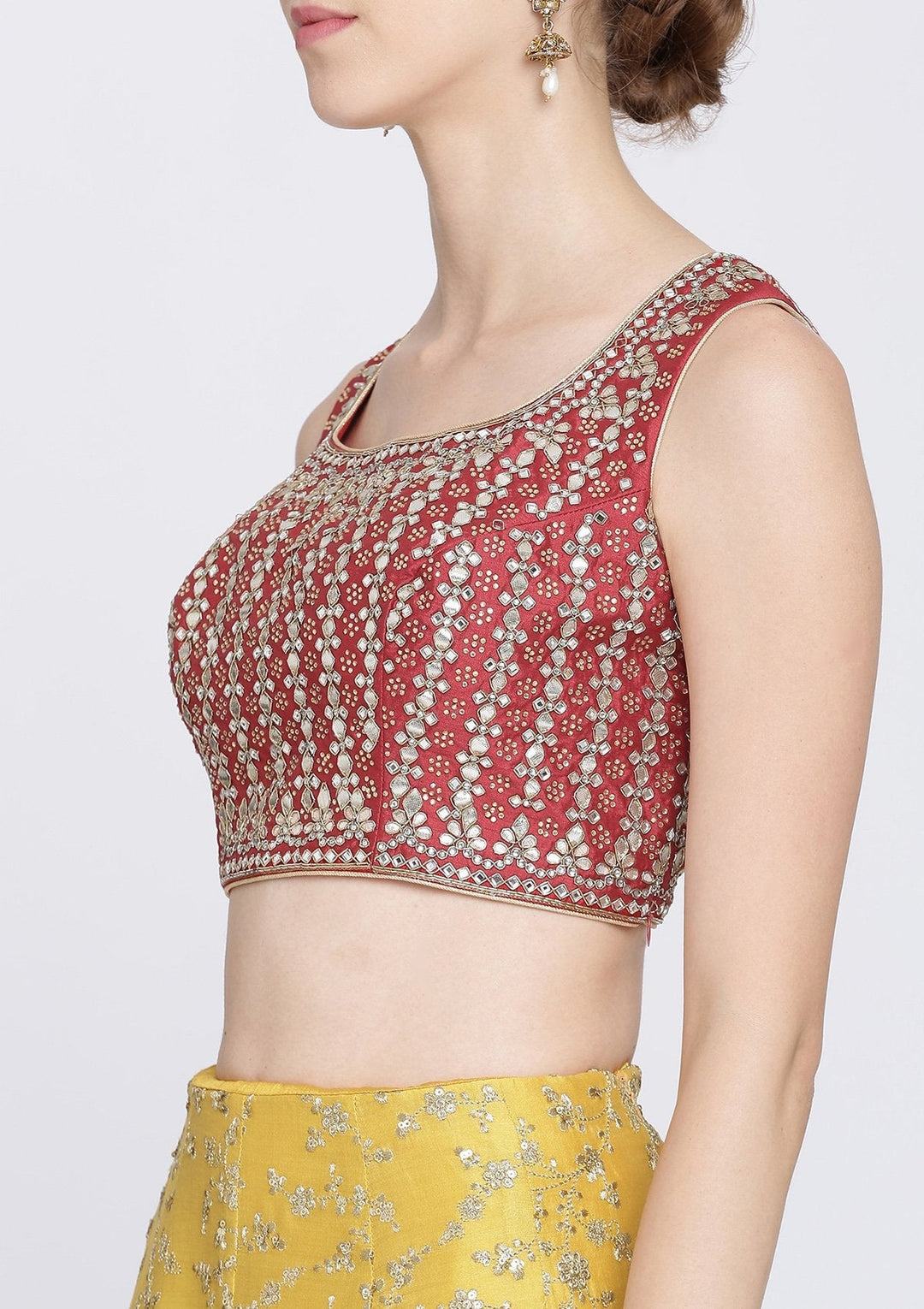 Yellow Sequins Rawsilk Designer Lehenga-Koskii