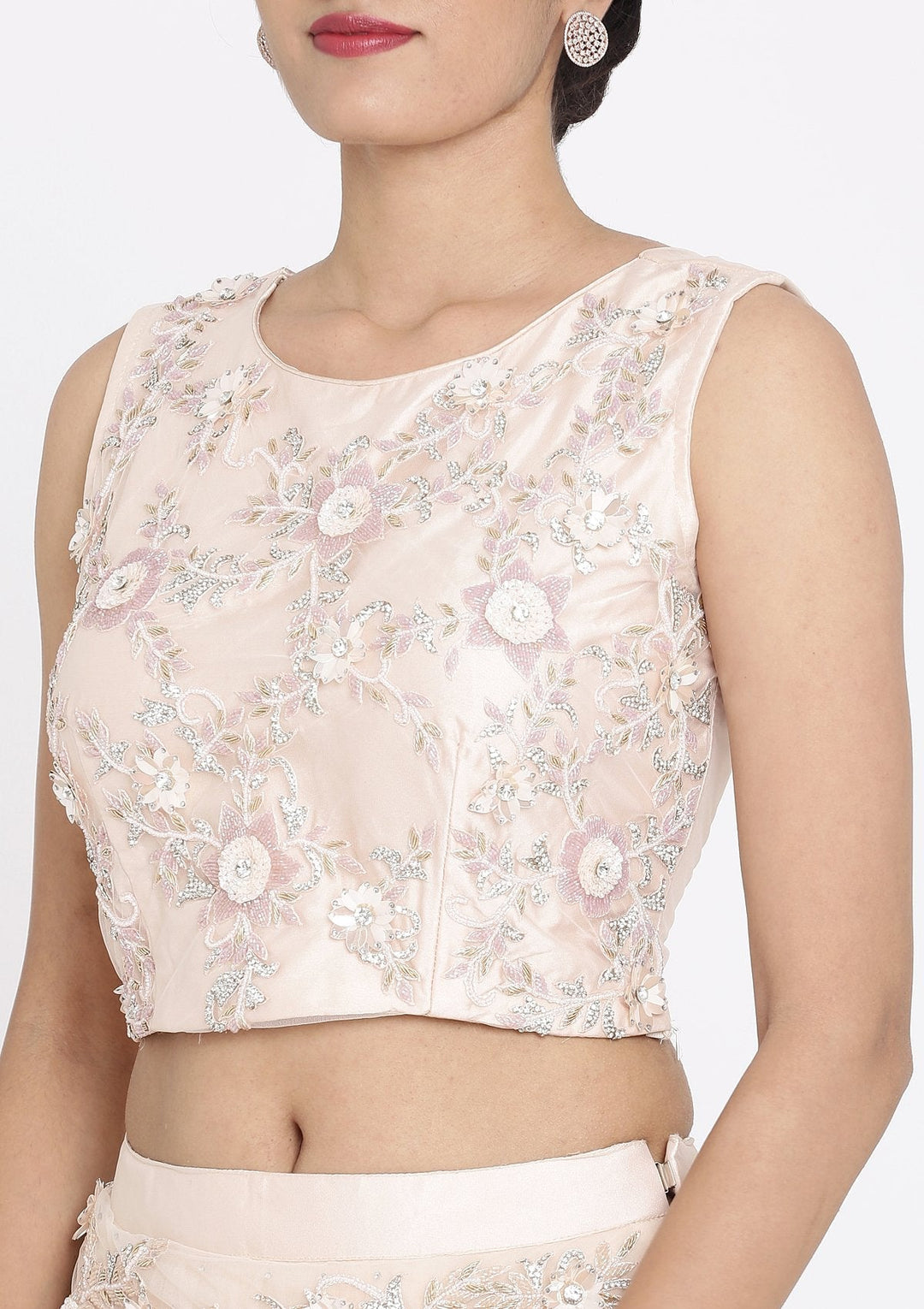Peach Cutdana Net Designer Lehenga - koskii