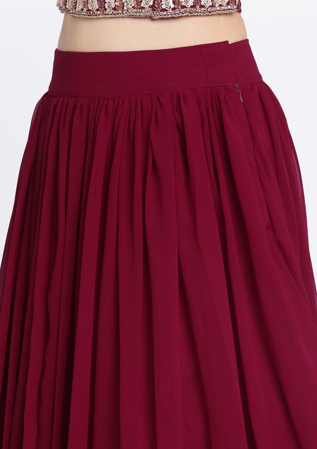 Maroon Sequins Georgette Designer Lehenga-Koskii