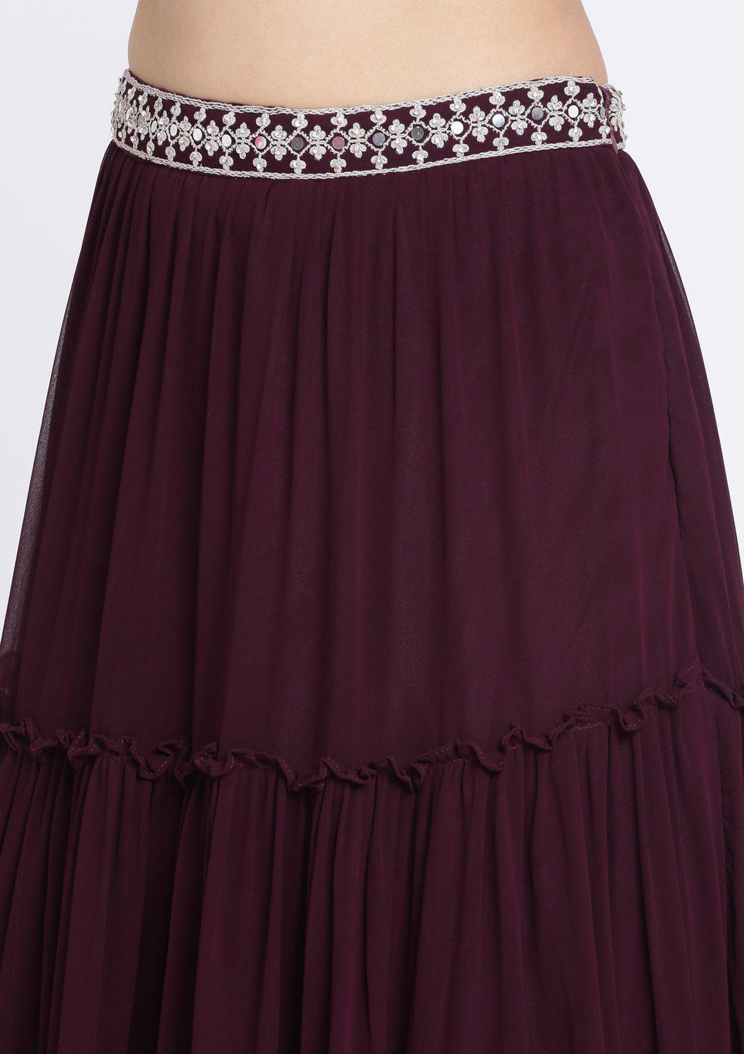 Wine Zariwork Georgette Designer Lehenga-Koskii